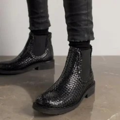 Angulus 7837 håndflettet støvle i sort skind