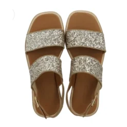 Angulus 5814 sandal i champagne glitter med to remme