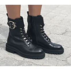 Billi Bi 4803 snørestøvle i sort skind med spænde