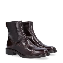 Billi Bi A9005 støvle i brun lakskind med lynlåse bagpå