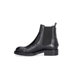 Billi Bi A91340 støvle i præget sort skind med sølvkæde bagtil