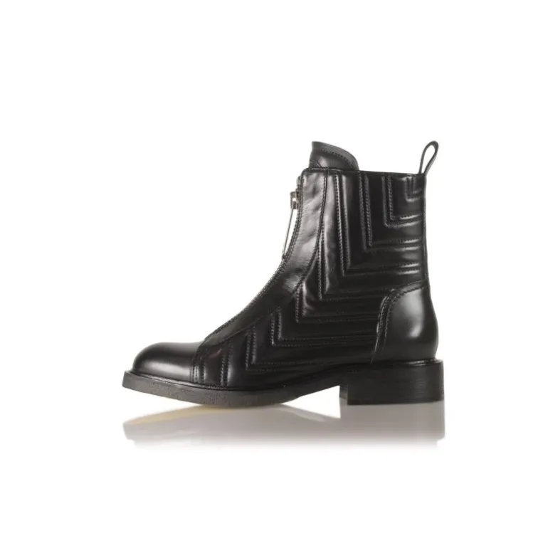 Billi Bi A1267 støvle i sort skind med lynlåse fortil