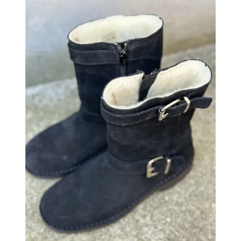 Billi Bi T16954 støvle i sort ruskind med uldfoer