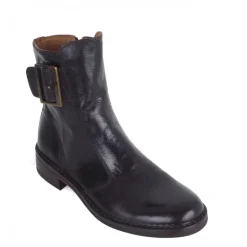 Bubetti 2047 mørkebrun støvle i skind med spænde på ydersiden