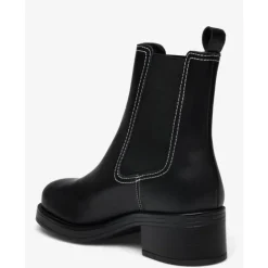 Pavement Nyah støvle i sort skind med hvide stikniger