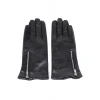 Skindhandsker Agape i sort læder med lynlåse