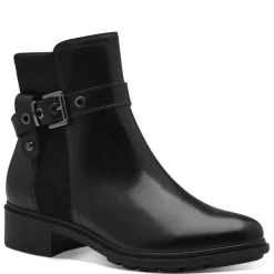 Tamaris 25425 ankelstøvle i sort skind med detaljer