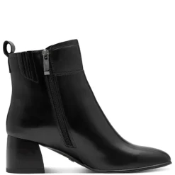 Tamaris 25323 ankelstøvle i sort skind med en lille hæl