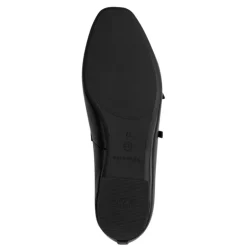 Tamaris 22142 ballerina sko i sort skind med remme