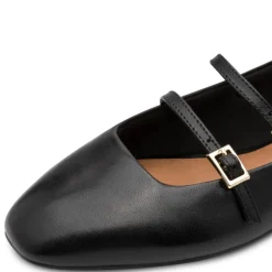 Tamaris 22142 ballerina sko i sort skind med remme