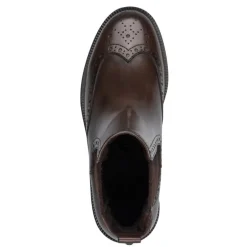 Tamaris 25338 chelsea støvle i mørkebrun skind med stikninger