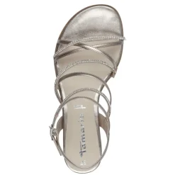 Tamaris 28103 sandal i guld skind med glitter remme