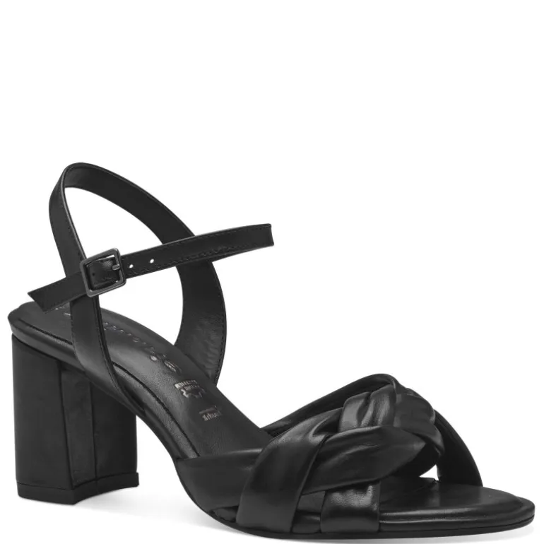Tamaris 28328 sandal i sort skind med hæl