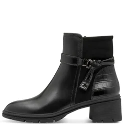 Tamaris 25823 støvle i sort skind med detaljer