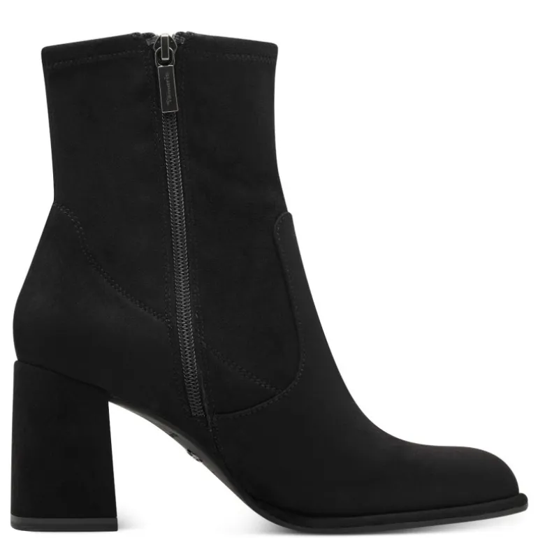 Tamaris 25057 støvle i sort tekstil med hæl