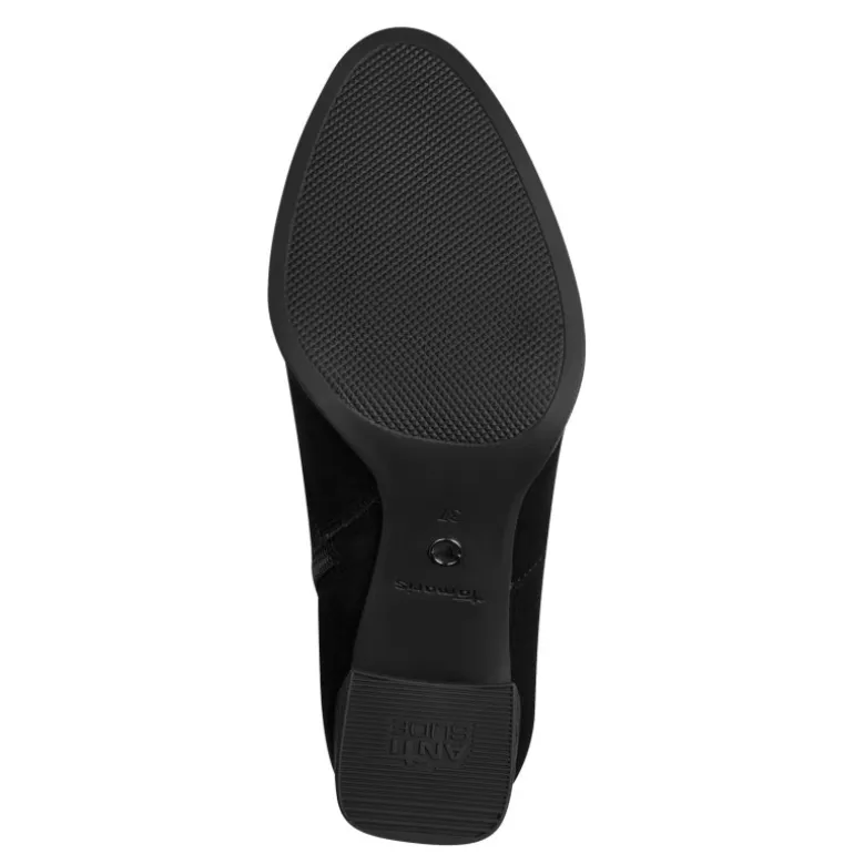 Tamaris 25057 støvle i sort tekstil med hæl