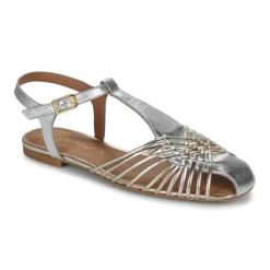 Unisa BABIC sandal sko i sølv skind med guld detaljer