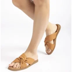 Unisa CAMBY slip in sandal i cognac skind