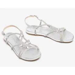 Unisa COOPER sandal i sølv skind med glitter