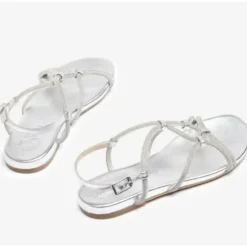 Unisa COOPER sandal i sølv skind med glitter