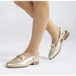 Unisa DEAN loafer i guld skind med slingback