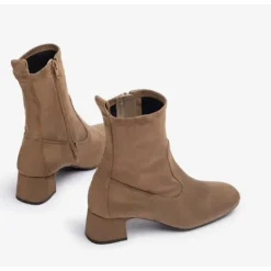 Unisa LEMICO støvle i cognac ruskind med lille hæl