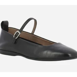 Wonders A-86101 ballerina sko i sort skind med rem