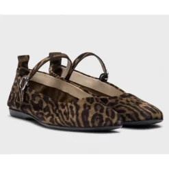Wonders A-86101 ballerina sko i leopard printet ruskind
