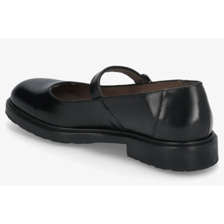 Wonders B-9145 sko i sort skind med rem