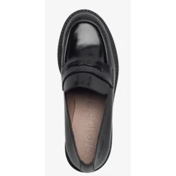 Wonders D-1401 loafers i sort skind med gummihæl