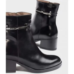 Wonders G-6243 sort skind støvle med spænde på siden