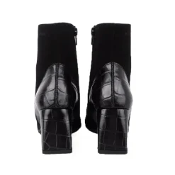 Wonders I-7732 støvle i sort ruskind med blokhæl